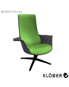 Lounge-Sessel WOOOM - Polsterung grün, Schale dunkelgrau