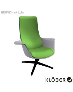 Lounge-Sessel WOOOM - Polsterung grün, Schale hellgrau