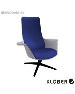 Lounge-Sessel WOOOM - Polsterung blau, Schale hellgrau