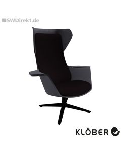 Lounge-Sessel WOOOM mit Ohren - Polsterung schwarz, Schale dunkelgrau