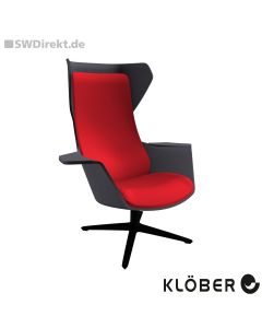 Lounge-Sessel WOOOM mit Ohren - Polsterung rot, Schale dunkelgrau