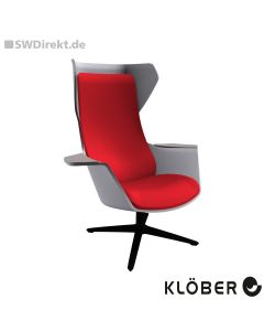 Lounge-Sessel WOOOM mit Ohren - Polsterung rot, Schale hellgrau