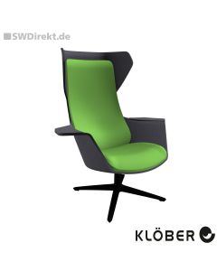 Lounge-Sessel WOOOM mit Ohren - Polsterung grün, Schale dunkelgrau