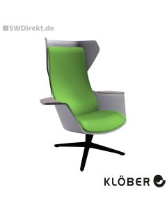 Lounge-Sessel WOOOM mit Ohren - Polsterung grün, Schale hellgrau