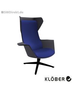 Lounge-Sessel WOOOM mit Ohren - Polsterung blau, Schale dunkelgrau