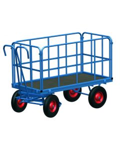 Handpritschenwagen mit 4 Stahlrohrwänden, mit Vollgummi- oder Luft-Bereifung