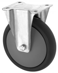 Thermoplast-Gummi-Bockrolle mit Feststeller und Fadenschutz Ø 125 mm 110 kg