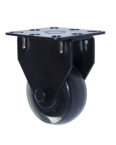 Design-Bockrolle mit schwarzer Stahlblechgabel Ø 50 mm