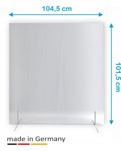 Raumteiler / Schutzwand transparent und rahmenlos Höhe x Breite  104,5 x 101,5 cm