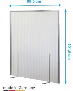 Raumteiler / Schutzwand transparent mit Alurahmen, Höhe x Breite 101,5 x 98,5 cm