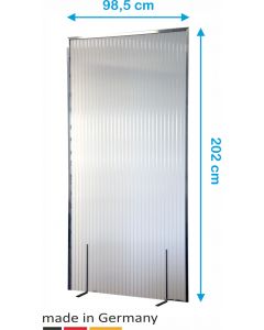 Raumteiler / Schutzwand transparent mit Alurahmen, Höhe x Breite 202 x 98,5 cm