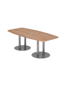 Konferenztisch 8 Personen 280x103 cm mit Säulenfüßen Tischplatte Nußbaum Dekor
