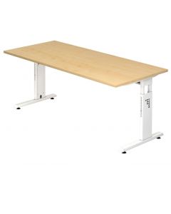 Schreibtisch 180x80 cm mit C-Fuß-Gestell in weiß