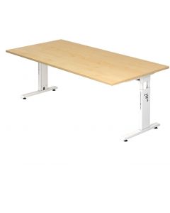 Schreibtisch XXL 200x100 cm mit C-Fuß-Gestell in weiß