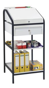 Werkstattpult - mobil/stationär mit zwei Fachböden inkl Schublade