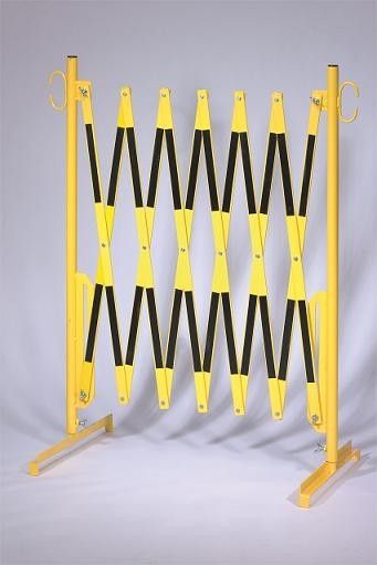 Scherengitter gelb/schwarz stationär mit Standfuß 3600 mm