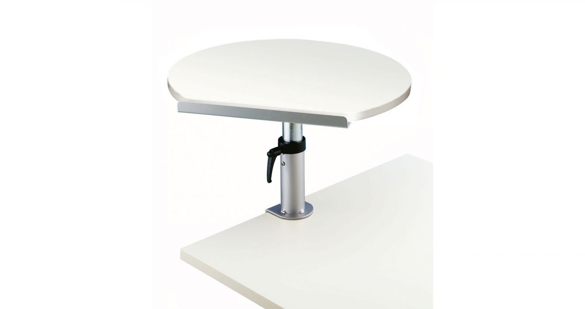 Tischpult mit neigbarer Platte und Klemmfuß weiß