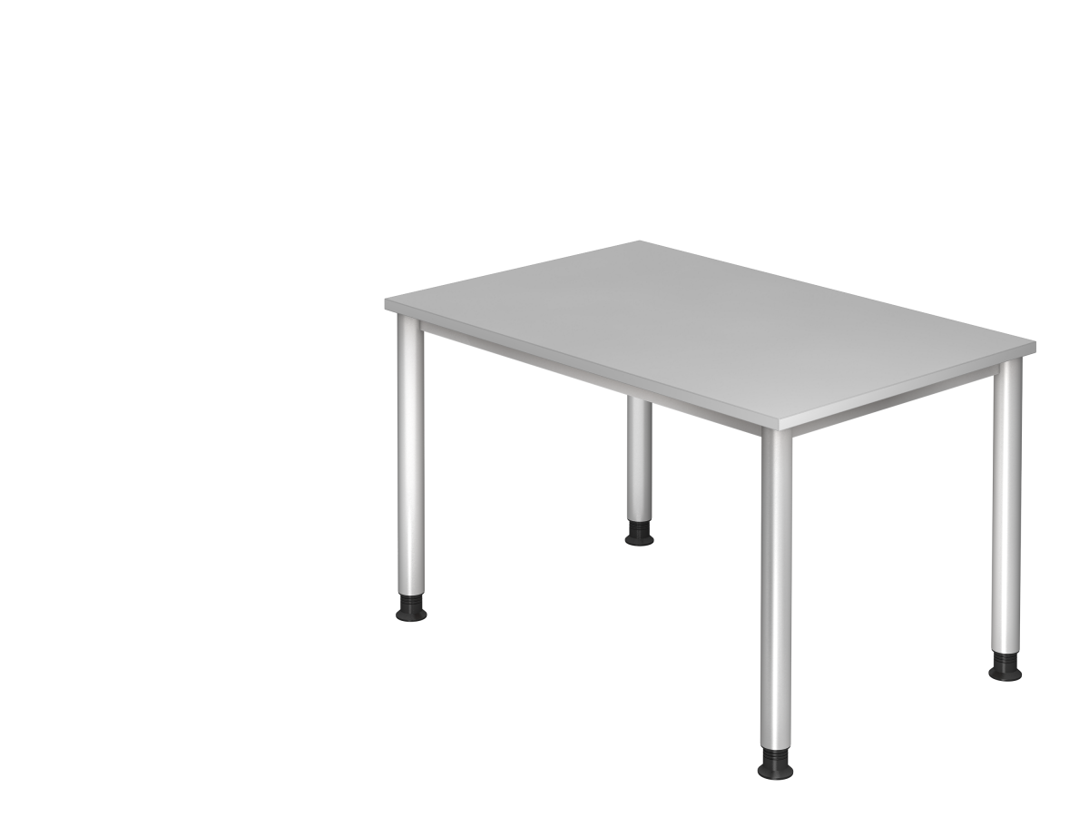 Schreibtisch 120x80 cm grau, 4-Fuß-Gestell