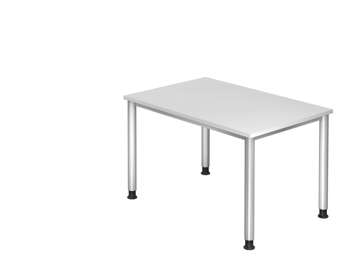 Schreibtisch 120x80 cm weiß, 4-Fuß-Gestell