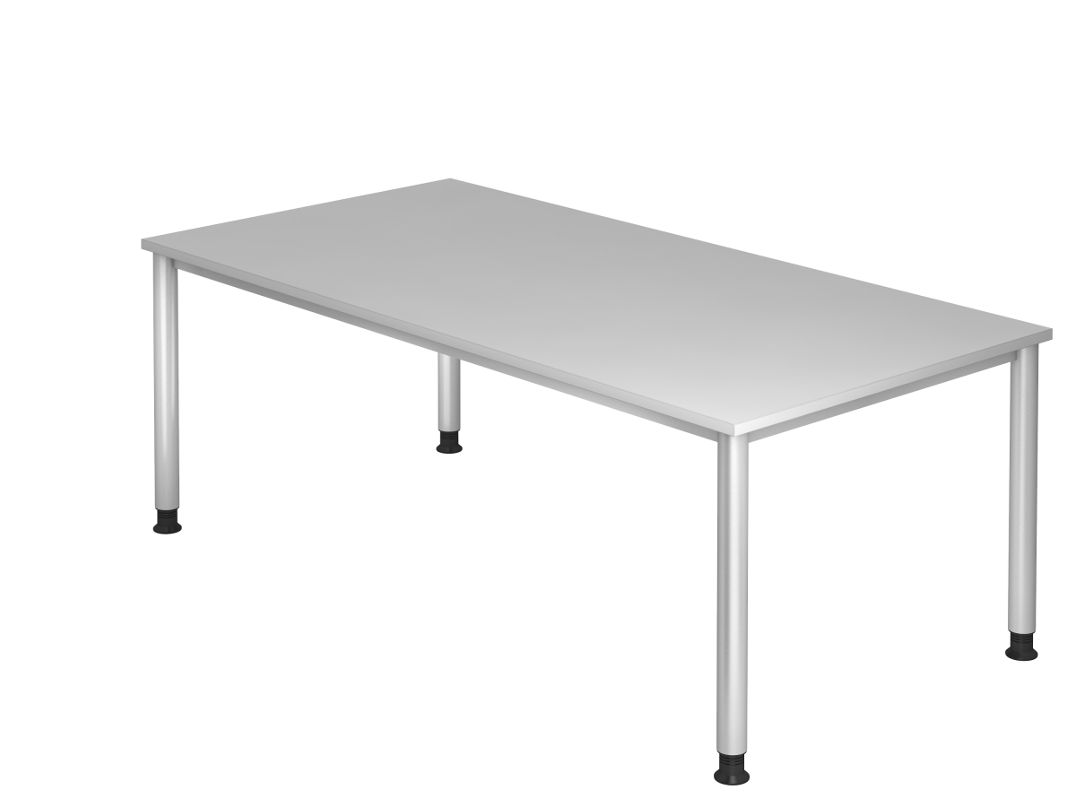 Schreibtisch XXL 200x100 cm grau, 4-Fuß-Gestell