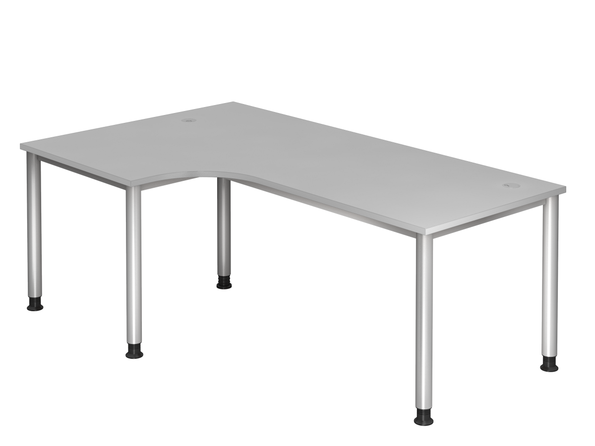 Schreibtisch L-Form 200x120 cm li/re montierbar, inkl. 2 Kabeldosen grau