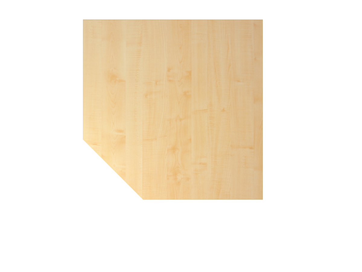 Anbauplatte Trapezplatte mit Stützfuß 120x120 cm Dekor Ahorn 