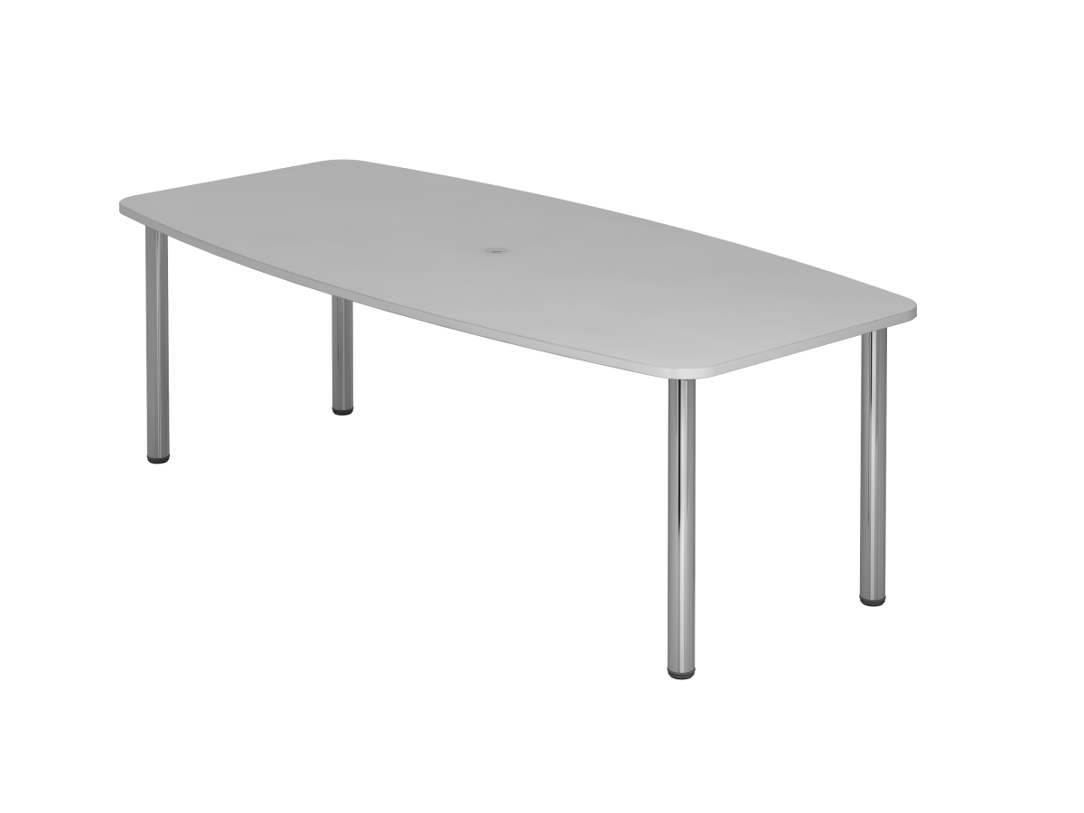 Konferenztisch für 8 Personen mit Chromfüßen, Tischplatte grau