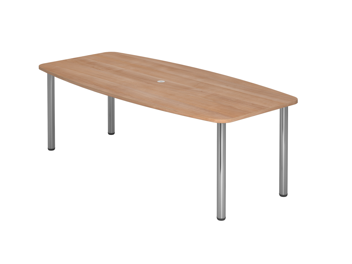 Konferenztisch für 8 Personen mit Chromfüßen, Tischplatte Nußbaum Dekor