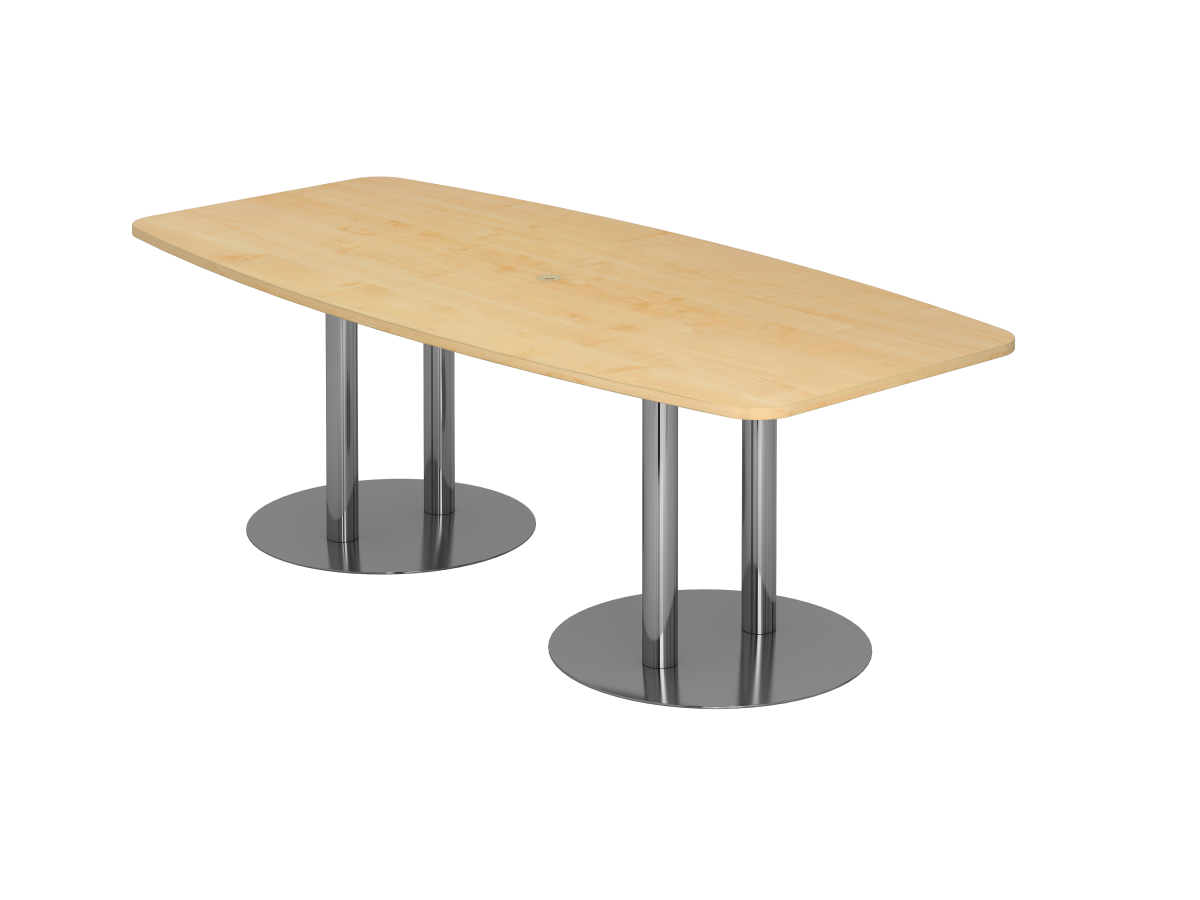 Konferenztisch 8 Personen 280x103 cm mit Säulenfüßen Tischplatte Ahorn Dekor
