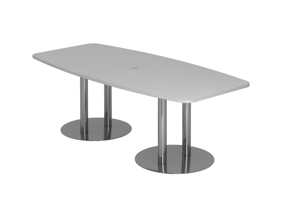 Konferenztisch 8 Personen 280x103 cm mit Säulenfüßen Tischplatte grau