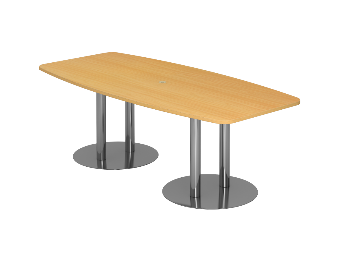 Konferenztisch 8 Personen 280x103 cm mit Säulenfüßen Tischplatte Buche Dekor