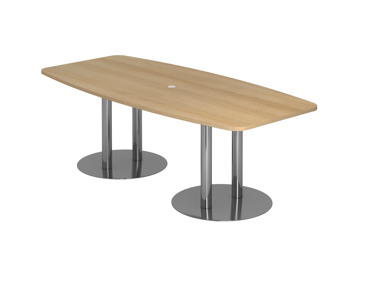 Konferenztisch 8 Personen 280x103 cm mit Säulenfüßen Tischplatte Eiche Dekor