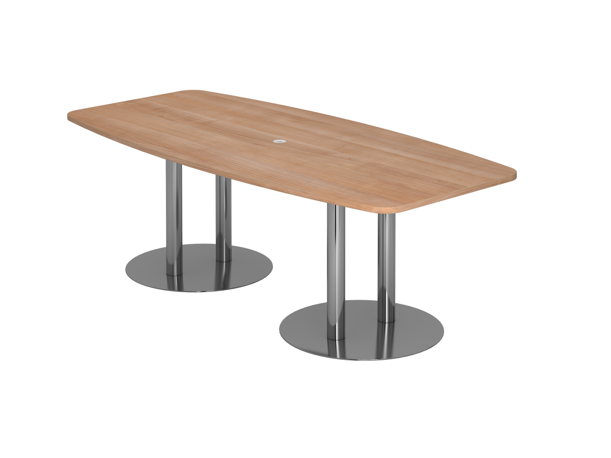 Konferenztisch 8 Personen 280x103 cm mit Säulenfüßen Tischplatte Nußbaum Dekor