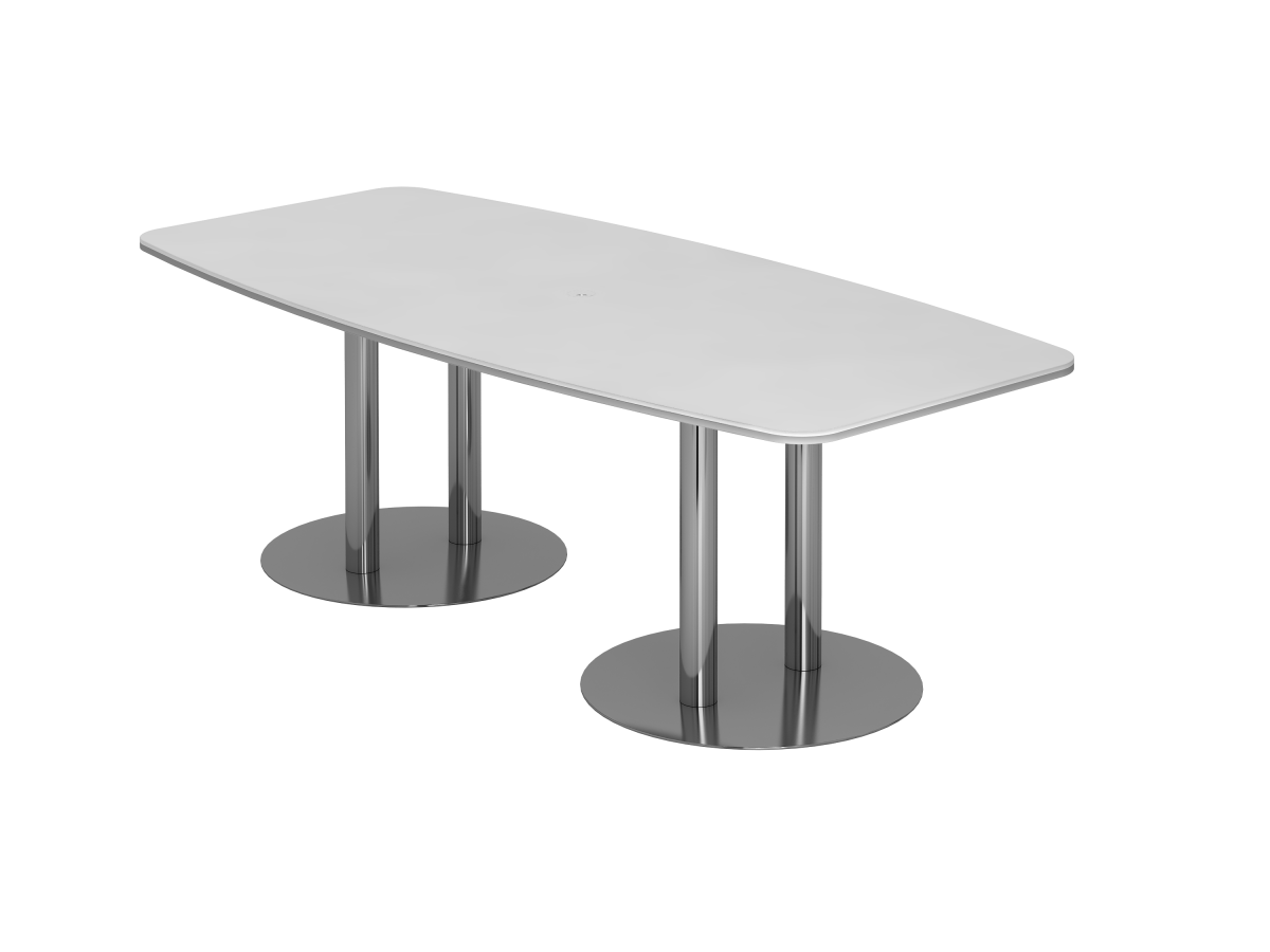 Konferenztisch 8 Personen 280x103 cm mit Säulenfüßen Tischplatte weiß