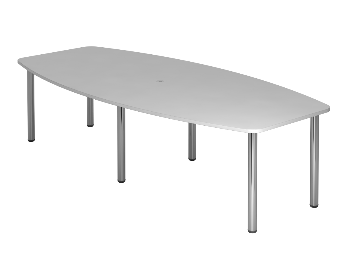 Konferenztisch für 10 Personen auf verchromten Füßen Tischplatte grau
