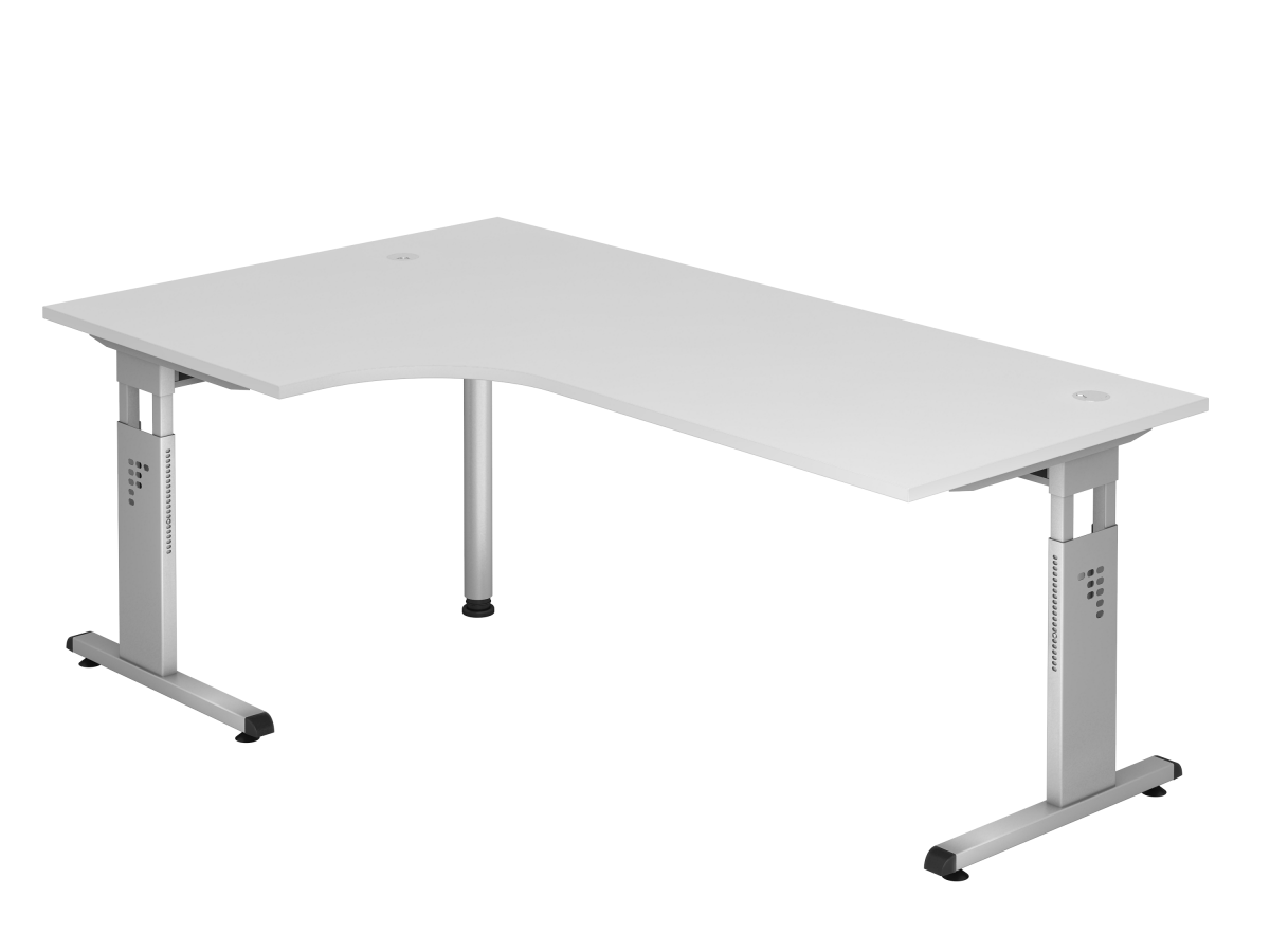 Schreibtisch L-Form 200x120 cm li/re montierbar, inkl. 2 Kabeldosen weiß