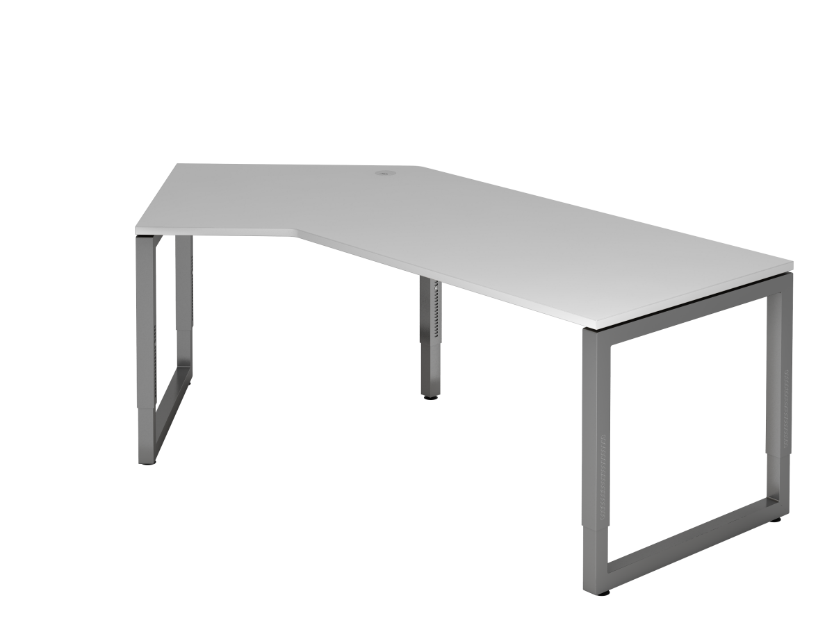 Schreibtisch mit schwebender Tischplatte 210x113 cm grau Dekor inkl. 1 Kabeldose, Gestell graphit