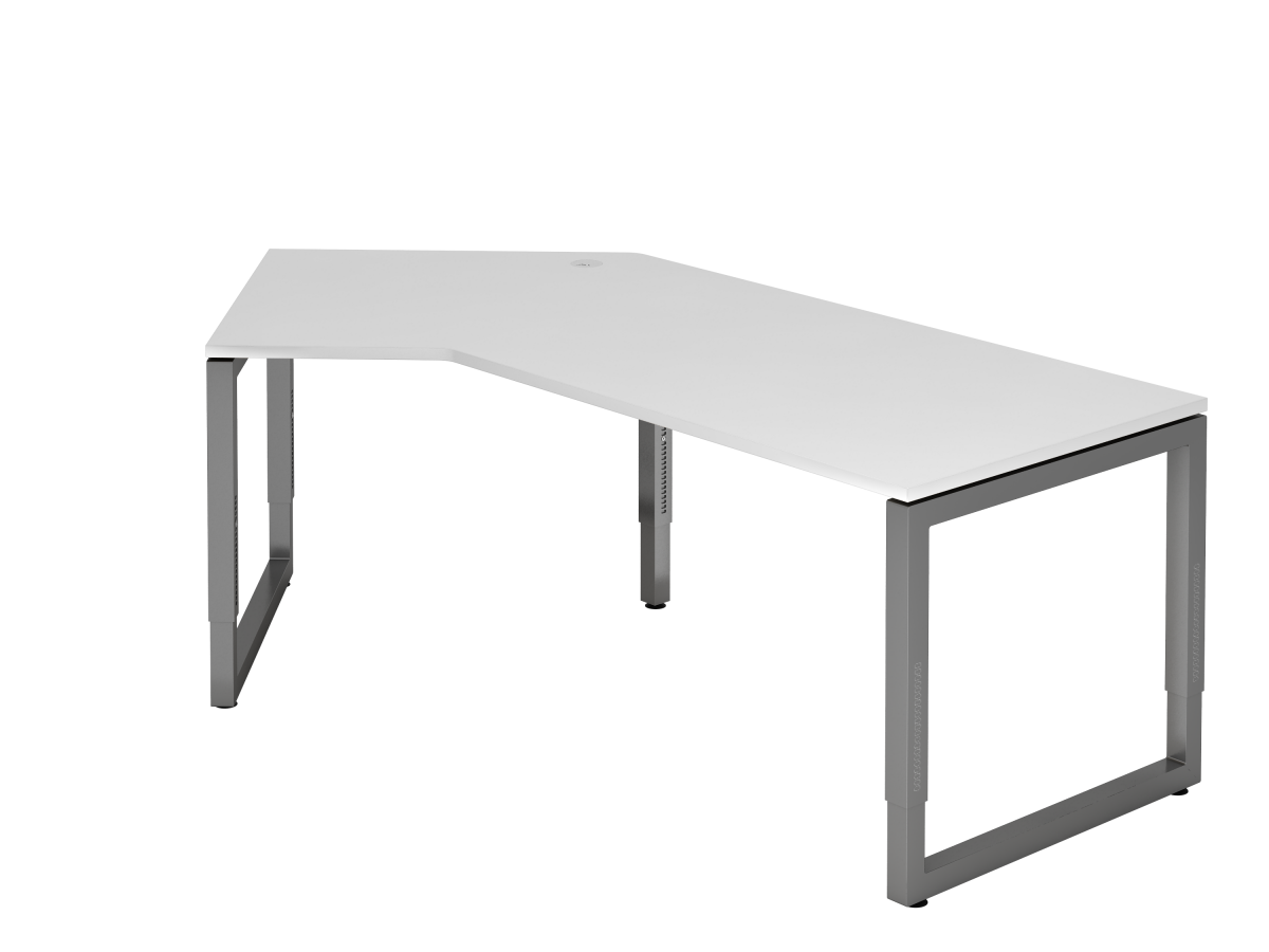 Schreibtisch mit schwebender Tischplatte 210x113 cm weiß Dekor inkl. 1 Kabeldose, Gestell graphit